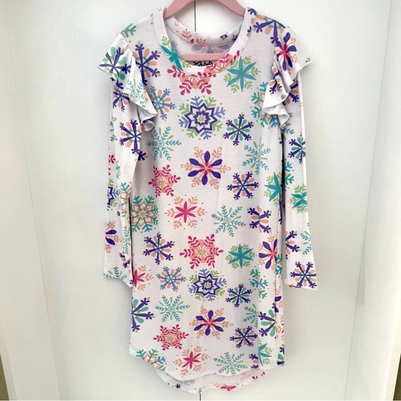 Chaser Other - Chaser Girls Snowflake Long Sleeve Shirttail Dress Size 7